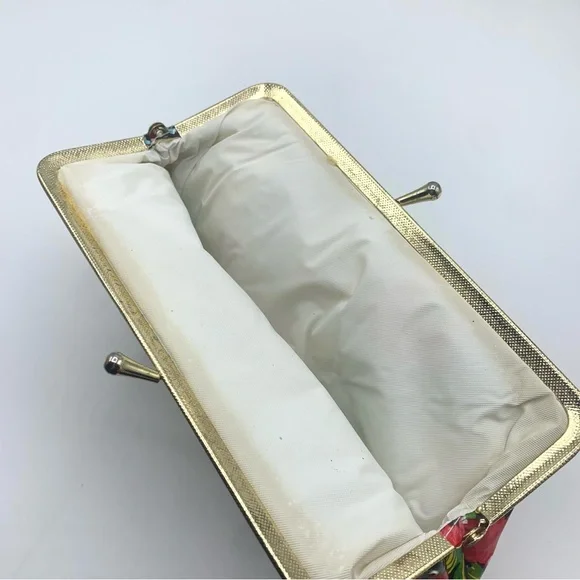 Vintage 60s Floral Kiss Lock Coin Purse Retro Mod Flower Makeup Bag - Picture 8 of 10